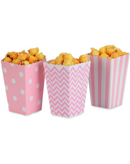 Favors Popcorn Boxes- Pink Trio (36 Pack) Polka Dot- Chevron- Stripe Treat Boxes - Small Movie Theater Popcorn Paper Bags for...