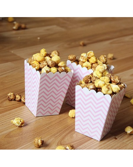 Favors Popcorn Boxes- Pink Trio (36 Pack) Polka Dot- Chevron- Stripe Treat Boxes - Small Movie Theater Popcorn Paper Bags for...