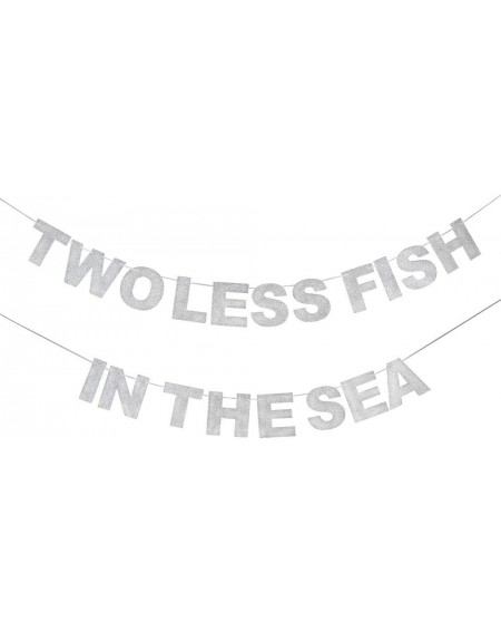 Banners & Garlands Two Less Fish in The Sea Silver Glitter Banner Rustic Nautical Sea Theme Wedding Couple Shower Beach Bache...