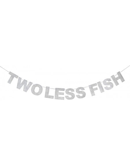 Banners & Garlands Two Less Fish in The Sea Silver Glitter Banner Rustic Nautical Sea Theme Wedding Couple Shower Beach Bache...