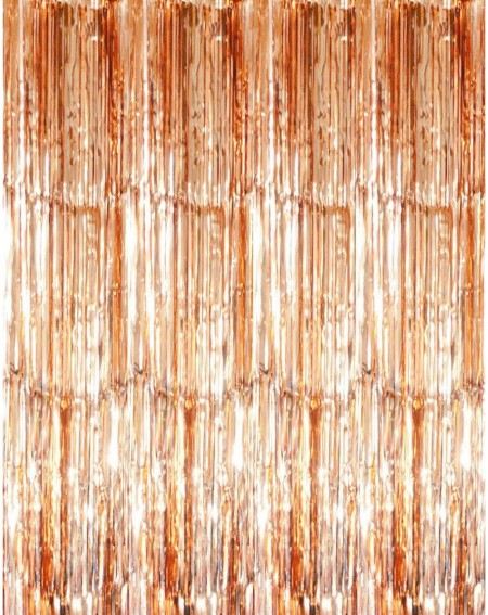 Banners & Garlands 3.2 ft x 9.8 ft Metallic Tinsel Foil Fringe Curtains for Party Photo Backdrop Wedding Decor (Champagne Gol...