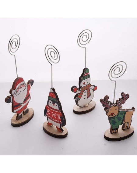 Place Cards & Place Card Holders 4 PCS Christmas Place Card Holder- Place Card Holders Wood Base Cartoon Table Card Holder Co...