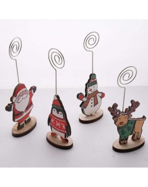 Place Cards & Place Card Holders 4 PCS Christmas Place Card Holder- Place Card Holders Wood Base Cartoon Table Card Holder Co...