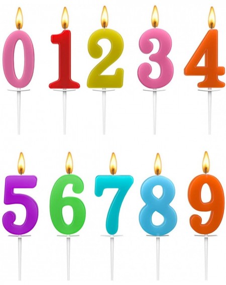 Birthday Candles 10-Pieces Numeral Birthday Candles - Cake Numeral Candles Number 0-9 Glitter Cake Topper Decoration for Birt...