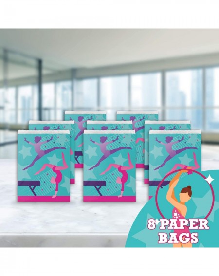 Party Packs Gymnastic Party Favor & Décor Bundle - Paper Treat Bags- Centerpiece- Candles - Gymnast Game Event- Competition- ...
