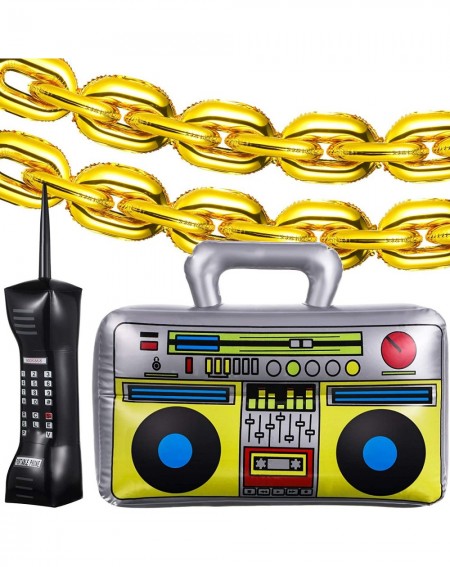 Party Favors Gold Inflatable Foil Chain Balloons and Inflatable Radio Boom Box Inflatable Mobile Phone Decoration Set- 80's 9...