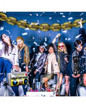 Party Favors Gold Inflatable Foil Chain Balloons and Inflatable Radio Boom Box Inflatable Mobile Phone Decoration Set- 80's 9...