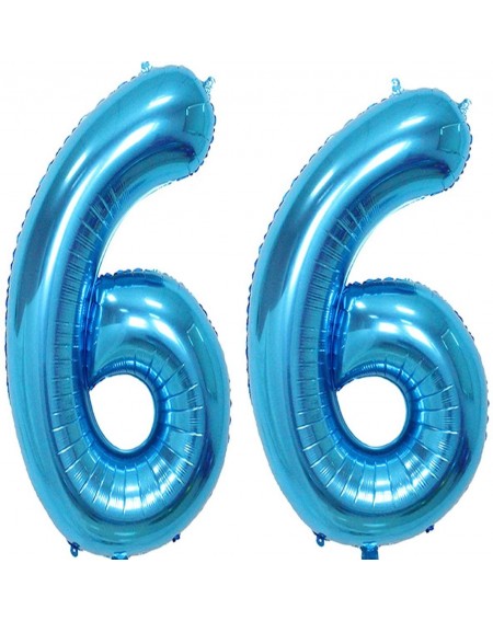 Balloons 40 inch Blue Foil 66 Helium Jumbo Digital Number Balloons-Blown up with Helium- 66th Birthday Party Supplies Decorat...