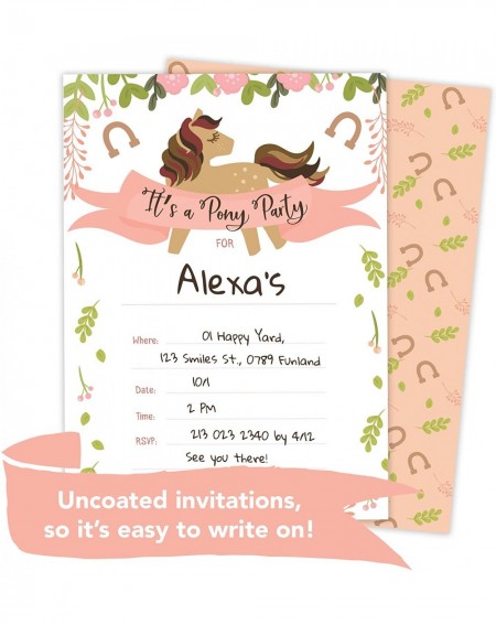 Invitations Pony Happy Birthday Invitations Invite Cards (10 Count) with Envelopes Boys Girls Kids Party (10ct) - CE18OEMESDO...