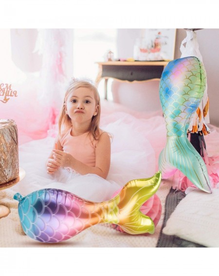 Balloons 6 Pieces Mermaid Tail Balloons Bright Colored Mermaid Foil Balloons for Mermaid Sea Theme Party Supplies Birthday We...