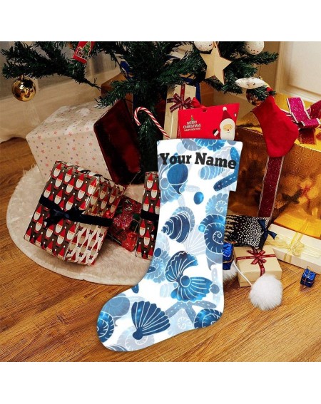 Stockings & Holders Personalized Christmas Stocking with Name Custom Seahsell Starfish for Xmas Party Decoration Gift 17.52 x...