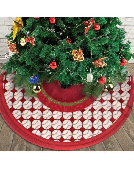 Tree Skirts Christmas Tree Skirt- Large 30 Inch Merry Christmas Baseball Lovers Print Plush Christmas Tree Mats for Farmhouse...