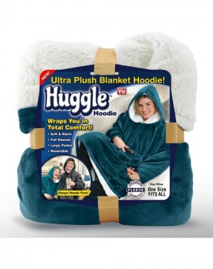 Centerpieces Huggle Hoodie- Ultra Plush Blanket- Sea Blue- One Size - Sea Blue - CR18Y8I3M74 $35.44
