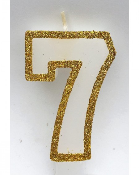 Birthday Candles Number (7) Birthday Candle - Gold Glitter - Browse Our Store and Choose Other Numbers - C517YEWOAHR $16.36